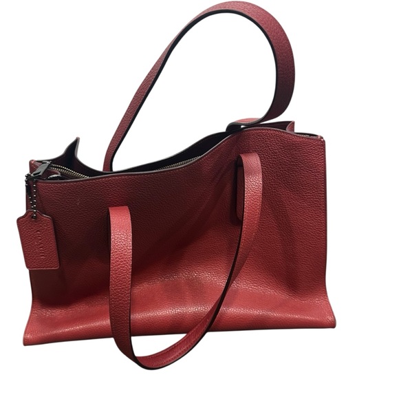 Coach Red Charlie Carryall With Metallic Logo pebble leather - Picture 3 of 13